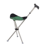 Maxbell Cane with Seat Walking Rest Portable Travel Lightweight for Sitting Foldable Green