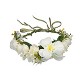 Maxbell Floral Crown Headpiece Garland Headbands for Vacation Wedding Festival Party Beige