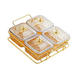 Maxbell Divided Serving Dishes Nut and Candy Serving Tray for Candy Appetizer Snacks 4 Grid Gold