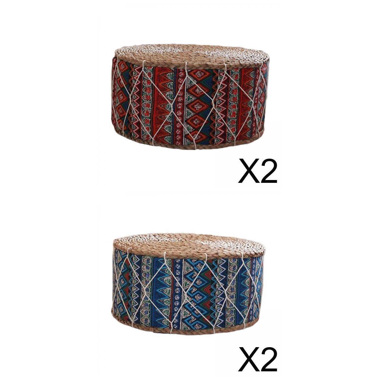 4pcs Handmade Straw Futon Floor Pillow Meditation Stool Pouf Bohemia