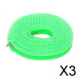 Maxbell 3xClothesline Stretchy Portable Laundry Cord for Garden Camping Accessories RV green 1000cm
