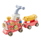 Steam Train Baby Walker Gift Indoor Outdoor Ride on Toy for 6-12 Months Kids Pink
