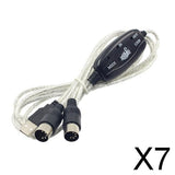 Maxbell 7xMIDI to USB Interface Cable Cord Converter PC to Music Keyboard Adapter