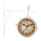 Maxbell Maxbell Wall Clock 8.58inch Metal Round Double Sided for Kitchen Room Outdoor White