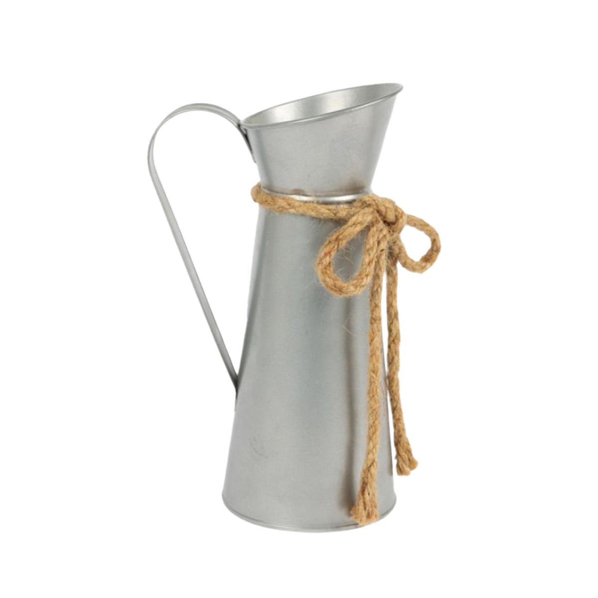 Iron Jug Vase with Handle Vintage Rustic Flower Pot for Desk Kitchen Cabinet Silver