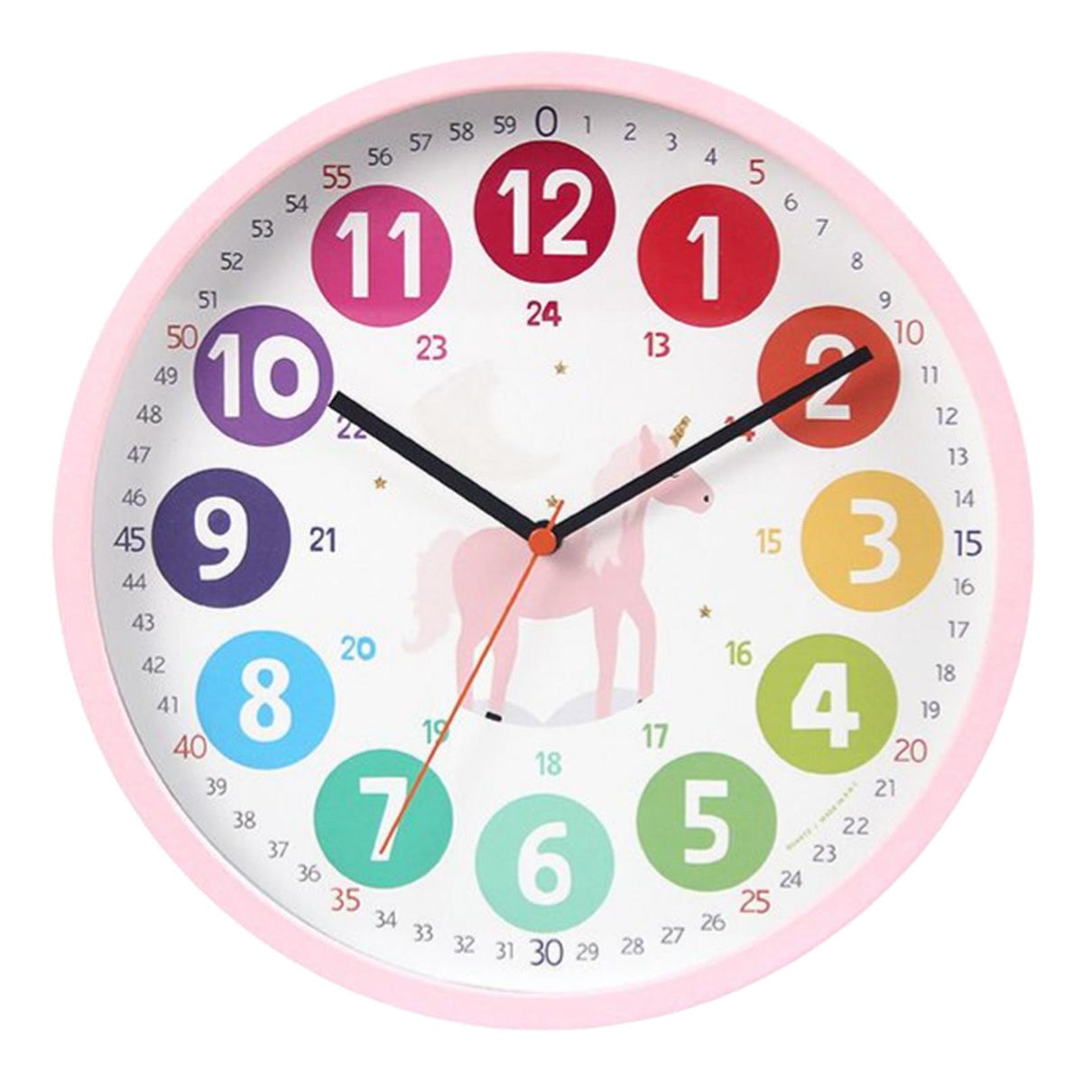 Maxbell Maxbell 10" Telling Time Teaching Clock Wall Clock for Playroom Kids Children Horse