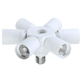 Maxbell 6 in 1 E27 Base Head Light Lamp Bulb Adapter Holder Socket Splitter White - Aladdin Shoppers