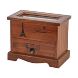 Vintage Wooden Jewelry Box Desk Storage Organizer for Rings Crafts Necklaces