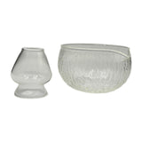 Maxbell Textured Glass Matcha Bowl with Matcha Whisk Holder Glass Tea Bowl for Gifts Deep Texture