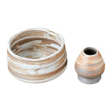 Maxbell Matcha Bowl and Whisk Rest Craft Pottery Bowl for Desktop Office Living Room White