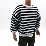 Maxbell 1/6 Scale Man Striped Casual Tops Sweatshirt for 12'' Action Figure Hot Doll