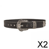 Maxbell 2xFashion Waist Belt Single Row Hole Buckle Belt for Sweaters Street