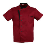 Maxbell Unisex Red Chef Jacket Coat Short Sleeves Shirt Hat Hotel Kitchen Uniform M