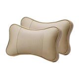 Maxbell 2Pcs Car Neck Pillow Head Rest Driving Travel Easy Installation Neck Support Beige