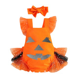 Maxbell Girl Halloween Costume with Tie Pumpkin Bodysuit for Kids Party Favors Girls Height 80cm