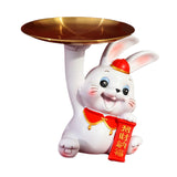 Maxbell Cute Rabbit Statue with Tray Jewelry Storage for Bar Dining Room Decoration Sitting