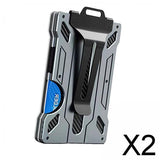 Maxbell 2xAluminum Alloy Slim Wallet Credit Card Holder Case Money Clip for Men Gray