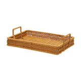 Maxbell Woven Serving Tray Portable Tea Tray Storage Tray for Snack Dinner Breakfast Small Brown