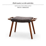 Maxbell Nordic hardwood Wood Stool, Upholstered Footstool, Entryway Shoe Bench, Small Fabric Ottoman, Multipurpose Oak Stool for Living Room, Bedroom, Vanity, Home Walnut Coffee