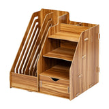 Maxbell Desk File Organizer Freestanding Document Rack for Tabletop Dorm Living Room Brown