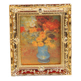 Maxbell 1:12 Golden Plastic Frame with print of Flower Oil Painting Miniature Dollhouse Furniture