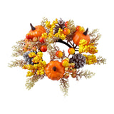 Maxbell Candle Ring Artificial Wreath Pumpkin Autumn Wreath for Tabletop Dining Room