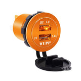 Maxbell 2xCar Aluminum Alloy USB QC3.0 Quick Charge for LED Display Golden Orange