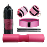 Maxbell Barbell Pad Set with 2 Gym Ankle Straps for Squats Bodybuilding Powerlifting