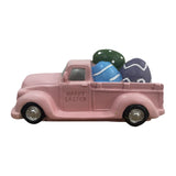 Maxbell Easter Truck with Dinosaur Eggs Pink Easter Ornament for Mantel Kitchen Home