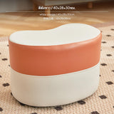 Maxbell Creative Small Stool, Modern Minimalist Multi-Functional Ottoman, Portable Upholstered Bench with PU Leather & Fabric, Heart/Rectangular, for Living Room, Entryway Shoe Changing, Coffee Table White Orange