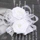 Maxbell Bridal Party Dress Gown SASH Waist Belt White Wrist Corsage Flower Wedding Prom