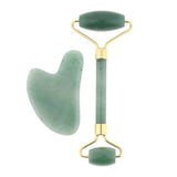 Maxbell Maxbell 2pcs Jade Face Massage Double Roller Guasha Massager Board Set Green