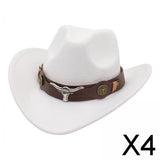 Maxbell 4xCasual Cowboy Hat Costume Cosplay Sun Protection Hat Summer for Hiking White