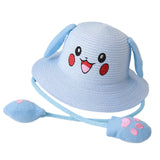 Maxbell Kids Sun Hat Cute Rabbit Hat Breathable Summer Beach Cap Children Bucket Cap Light Blue