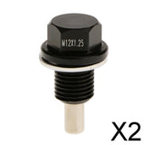 Maxbell 2xM12X1.25 Anodized Magnetic Engine Oil Pan Drain Bolt Plug for    Black