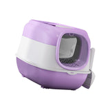 Maxbell Hooded Cat Litter Box with Lid Sturdy Portable Large Pet Litter Box with Lid Purple