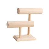 Maxbell Bracelet Holder Stable Desktop Bracelet Organizer for Hair Bands Bangle Shop 2 Layers Wooden color