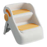 Maxbell 2 Step Stool for Kids Folding Easy to Move Home Footstool Toddler Step Stool White Yellow