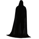 Maxbell 2xVelvet Hooded Cloak Long Robe Witch Capes Halloween Costume 170cm Black