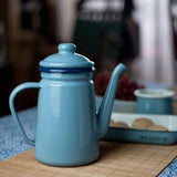 Maxbell 1000ml Enamel Teapot Vintage Loose Leaf Tea Coffee Tea Water Pot Kettle - Aladdin Shoppers