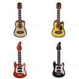 Maxbell Set of 4pcs 4-Colors Wooden Guitar Music Instrument Dollhouse Miniature 1/12