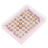 Maxbell 24 Pairs Assorted Crystal Flower Heart Star Mixed Earring Sets Wholesale
