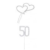 Maxbell Double Heart Cake Topper Crystal for Wedding Decor+50th Anniversary Birthday New