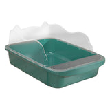 Maxbell Maxbell Semi Closed Cat Litter Box Deep Toilet Kitty Litter Pan Litter Tray 43x28x18cm Green