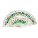 Maxbell Folding Hand Held Fan Versatile Wooden for Performance Dancing Props Wedding white
