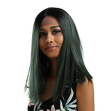 Maxbell 14'' Natural Silky Synthetic Long Straight Wigs Middle Part Lace Front Wig