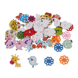 Maxbell 50pcs Assorted Cartoon Animals Wooden Buttons Scrapbook DIY Sewing Craft - Aladdin Shoppers
