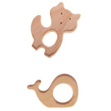 Maxbell 2 Pieces Handmade Wooden Baby Teether Teething Toy Baby Shower Gift