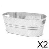 Maxbell 2xGalvanized Metal Ice Bucket Large Galvanized Beverage Tub for Beverage Party