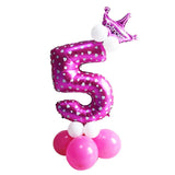 Pink+ Blue Numbers Crown Balloons Column Set Happy Birthday Garland Number 5